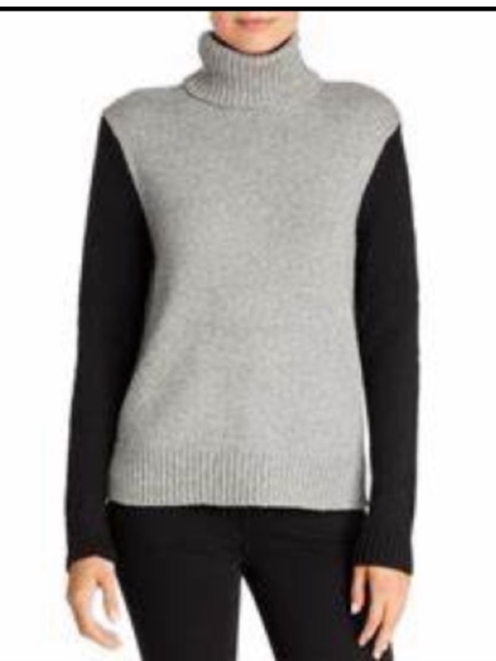 Velvet by graham & Spencer gray/black/soft pink turtleneck sweater
